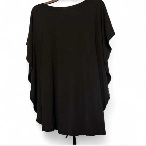 Women’s Black Dolman Short Sleeve Top With Front Tie Small - Picture 4 of 7